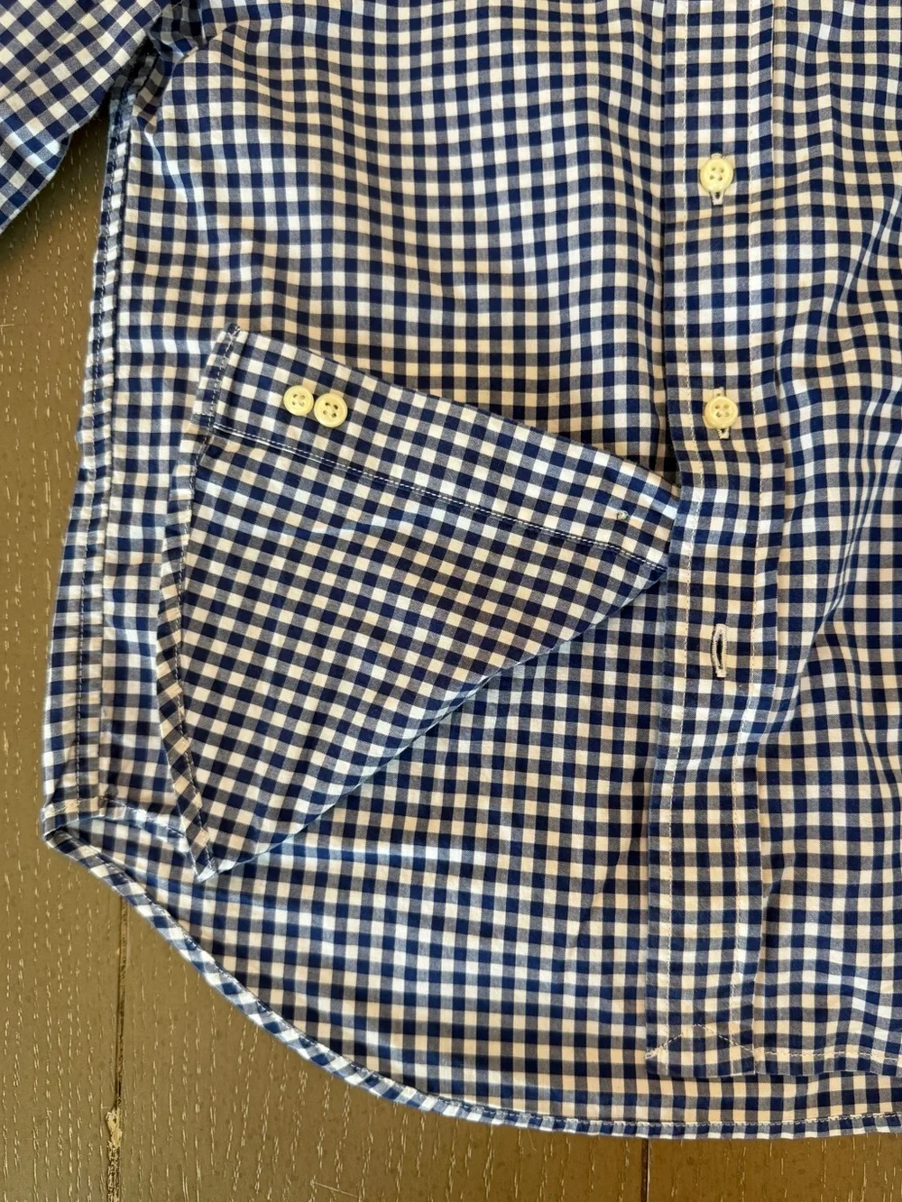 Ralph Lauren Boys’ Navy Checkered Plaid Long-Sleeve Polo Button Up • Size 5 (XS)